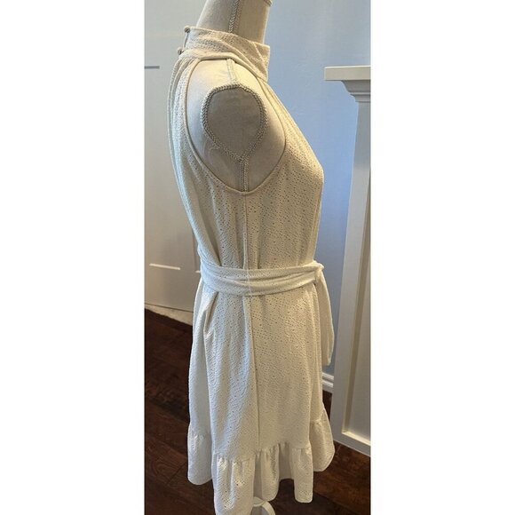 Michael Michael Kors Creamy White Eyelet Flowy Halter Neck Dress Size M - Picture 8 of 10